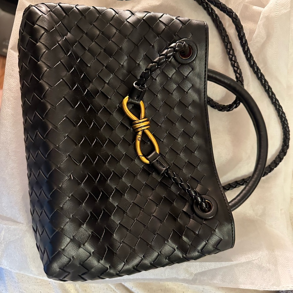 Black Woven Leather Crossbody